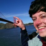 Patrick McAvinue squeezes down on the Golden Gate Bridge touring out west with Audie Blaylock and Redline