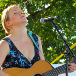 Celia Woodsmith with Della Mae at ROMP 2013 - photo by Terry Herd