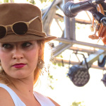 Shelby Means with Della Mae at ROMP 2013 - photo by Terry Herd