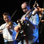 Andy Leftwich and Cody Kilby with Ricky Skaggs & Kentucky Thunder at ROMP 2014 - photo by Jenny Sevcick