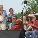 Eddie Adcock, Tom Gray and Pete Kuykendall (seated) at ROMP 2014 - photo by Terry Herd