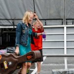 Missy Armstrong with Detour is escorted to the stage at Bristol Rhythm & Roots Reunion (9/21/13) - photo by Alane Anno