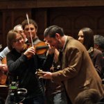 Members of Steep Canyon Rangers take part in the mega banjo jam at the dedication of the Earl Scruggs Center - photo by John Goad
