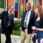 Tony Trischka, Greg Deering and Jamie Deering outside The Ryman after the Earl Scruggs memorial (4/1/12) - photo by Terry Herd