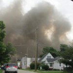 Fire fills the sky over Sheridan, IN