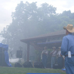 Smoke begins to waft across the campground at the Sheridan Bluegrass Fever Festival - photo by Steve Jackson