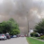 Fire fills the sky over Sheridan, IN