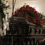 George Shuffler's casket at his funeral (4/9/14) - photo by Becky Johnson