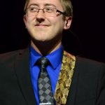 Alex Leech with Ralph Stanley II at the 2014 Fall Southern Ohio Indoor Music Festival - photo by Bill Warren