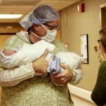 Adam Steffey with his twin sons