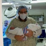 Adam Steffey with his twin sons