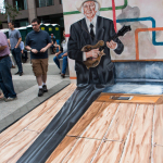 You can take photos with Bill on the street at Wide Open Bluegrass 2016 - photo © Tara Linhardt