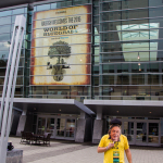 Danny Clark with his Jim Lauderdale fan at the 2015 World of Bluegrass - photo © Tara Linhardt