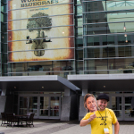 Danny Clark with his Jim Lauderdale fan at the 2015 World of Bluegrass - photo © Tara Linhardt