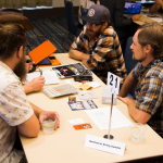 Working the Gig Fair at World of Bluegrass 2016 - photo © Tara Linhardt