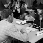 Working the Gig Fair at World of Bluegrass 2016 - photo © Tara Linhardt