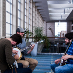 Banjo time in the hallway at World of Bluegrass 2016 - photo © Tara Linhardt