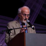 Stan Zdonik accepting the Distinguished Achievement Award for Boston Bluegrass Union at the 2016 Wold of Bluegrass - photo © Tara Linhardt