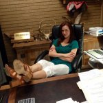 Sarah Harris in Willie Robertson's office