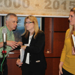 Fred Bartenstein, Mary Burdette, and Taylor Coughlin at the Leadership Bluegrass Master Class at World of Bluegrass 2015 - photo by Becky Johnson