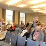 Stretching class at World of Bluegrass 2015 - photo by Becky Johnson