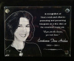 Tina Aridas plaque at IBMM