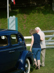 J.D. Crowe helping Candi Sawyer walk through the Jenny Brook festival grounds