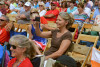 Sierra Hull's mom snaps a photo of her accepting the Blue Daze award at the 2015 Smithville Jamboree - photo by Bill Conger