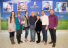 Charli Robertson, Dr. Suzanne Baker, Kelsi Harrigill, Darrel Adkins, Phyllis Adkins, Paul Harrigill, and Michael Stockton at St Jude Children's Research Hospital