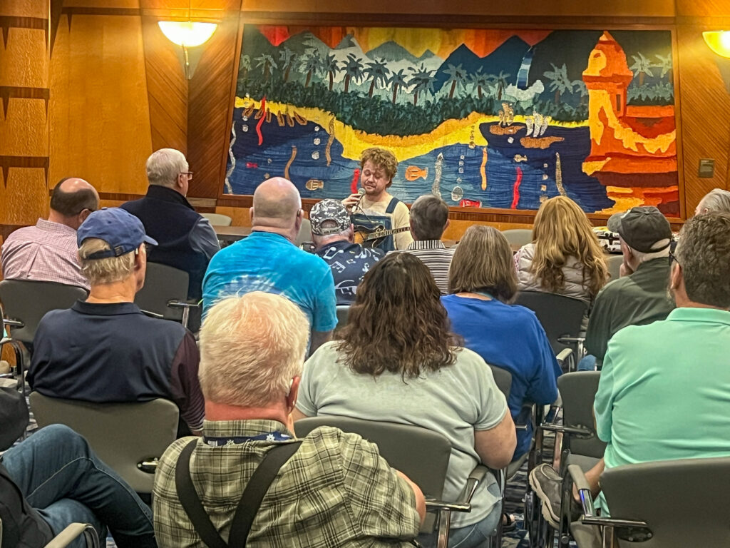 Josh Gooding leads a mandolin workshop on Danny Stewart's Bluegrass Cruise 2026 - photo © Sandy Hatley